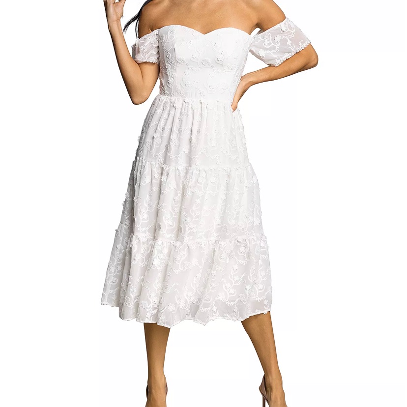 Dress The Population White Off The Shoulder Dress, Size Small
